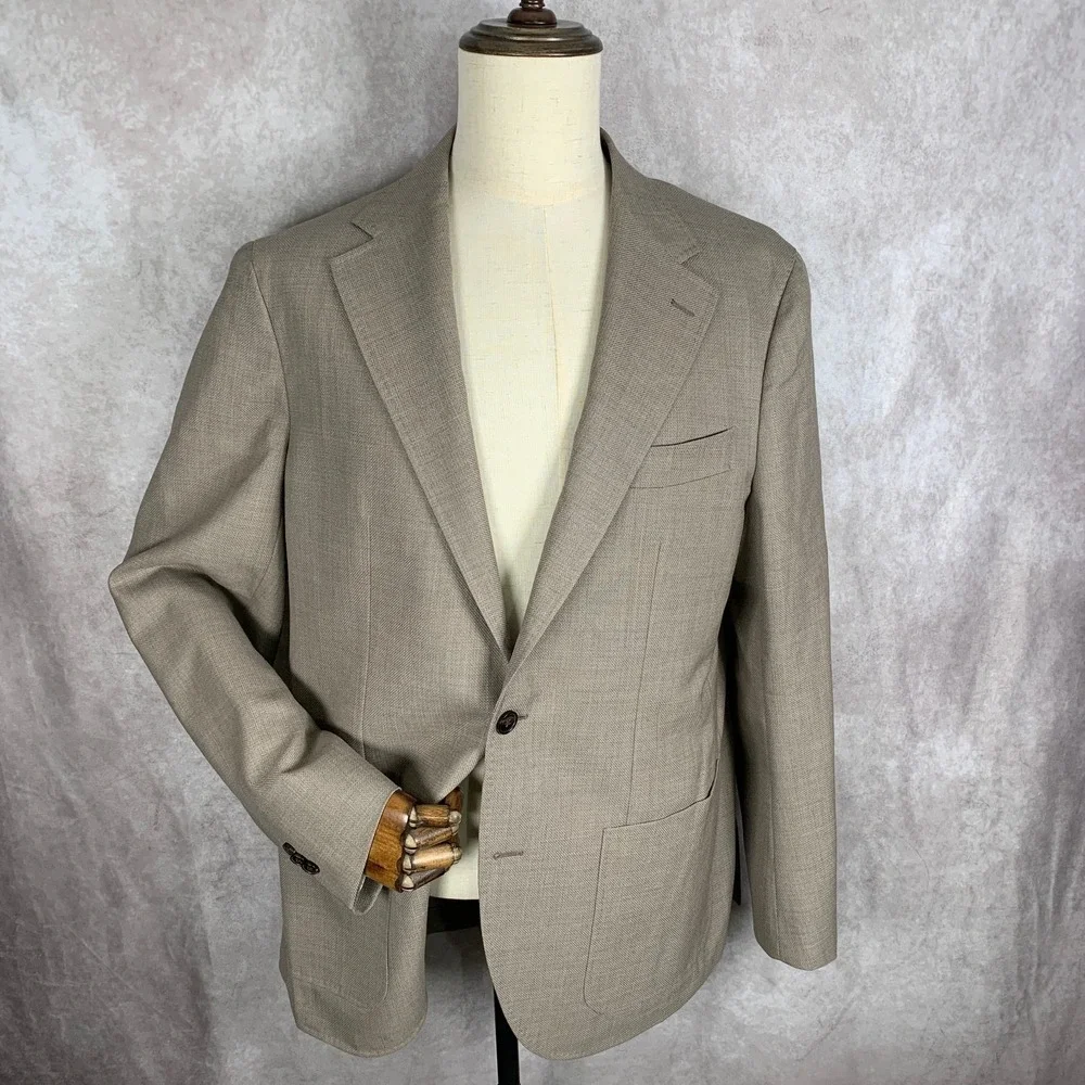 Spier & Mackay Blazer Jacket Men 46R Brown Sport Coat Unlined Lanificio Wool